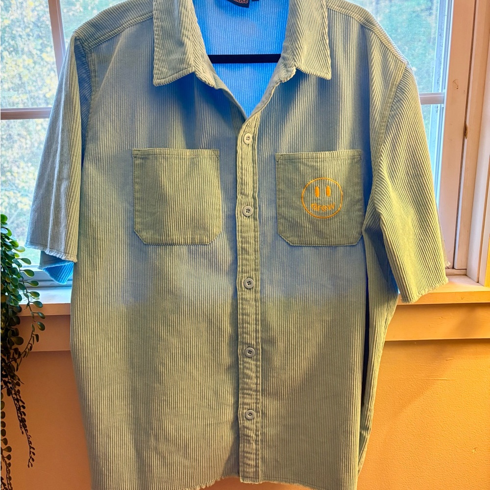 DREW House: Light Blue Corduroy Casual Button Down Shirt